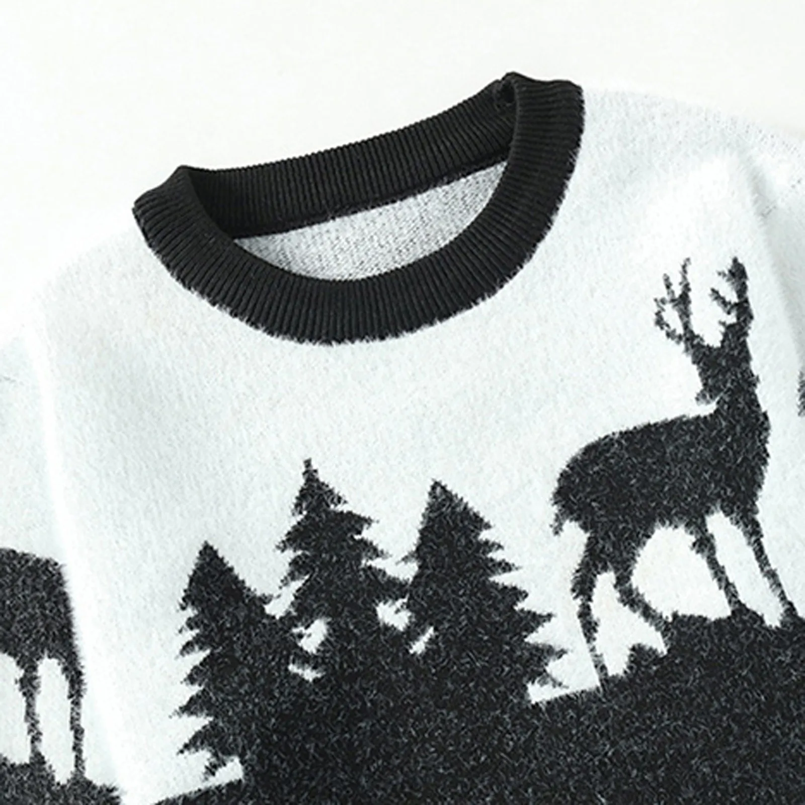 Men\'s Autumn And Winter Christmas Tree Reindeer Knitted Pullover Long Sleeve Round Neck Casual Warm Fashion Christmas Sweater