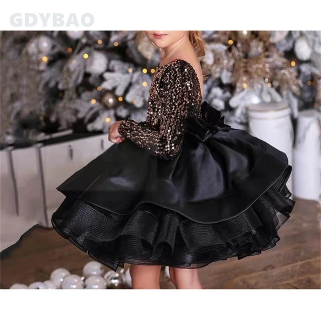 Black gold flower girl dress on sale