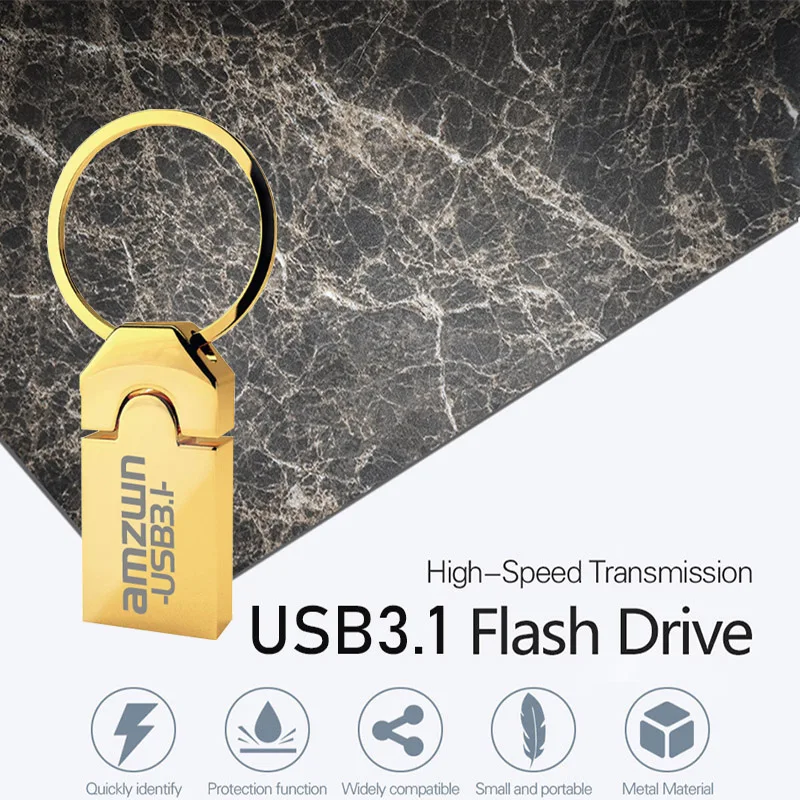 Hot sale USB3.1 Flash Drive 4GB 8GB 16GB 32GB Metal Pendrive 64gb usb Metal u disk High Speed Waterproof Key Pen Drive stick