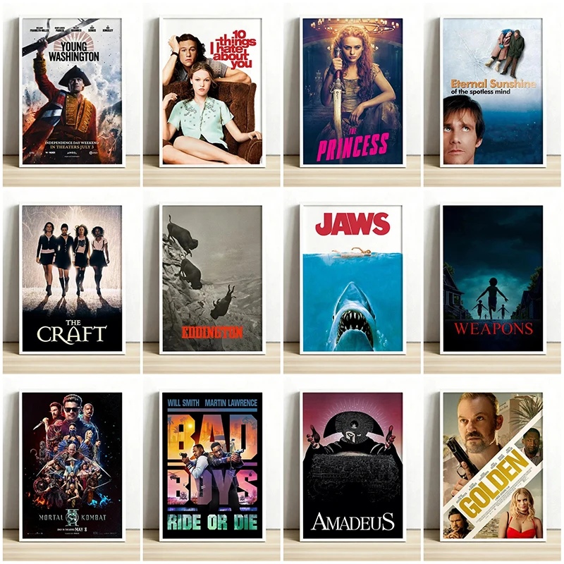 Classic Film TV Series Jaws Movie Poster Vintage Art Print Canvas Painting Wall Art Picture for Living Room Home Decoration