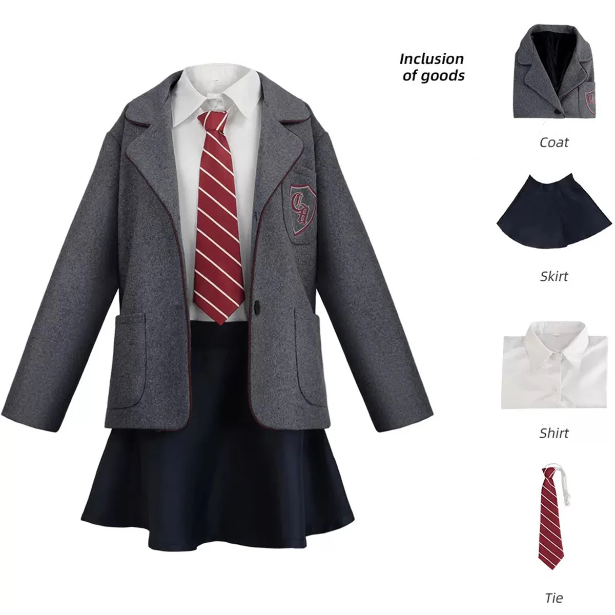 Matilda the Musical Cosplay Costume,Girls & Women School Uniform Outfit Coat‑Shirt‑Skirt‑Tie Set Halloween Carnival Fancy Dress