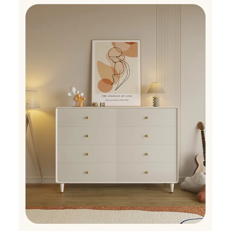 French wood storage cabinet with Drawer Cream style capaciousness locker for small apartment bedroom living room Furniture