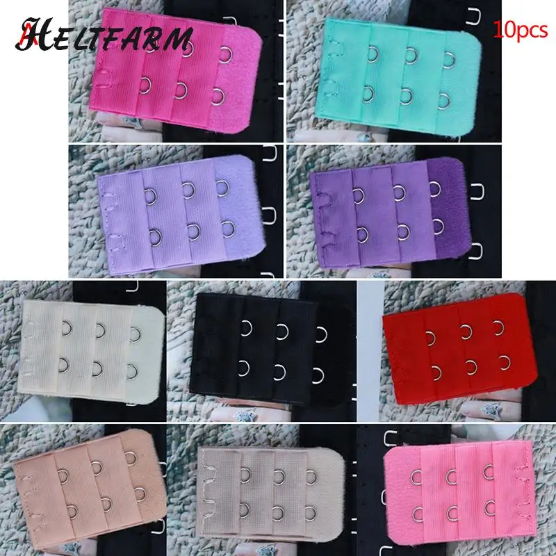 10PC 3 Rows 2 Hook Bra Extenders Strap Adjustable Belt Buckle Intimates Bra Accessories Extension Strap Hook Clip Expander