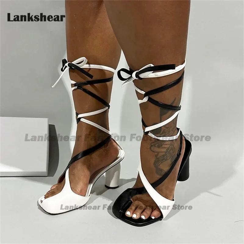 

Tabi Split Toe Sandals Women Cylindrical Heel Ankle Straps Shoes Multi-colors Heels 2024 New Sandalias De Mujer Tendencia