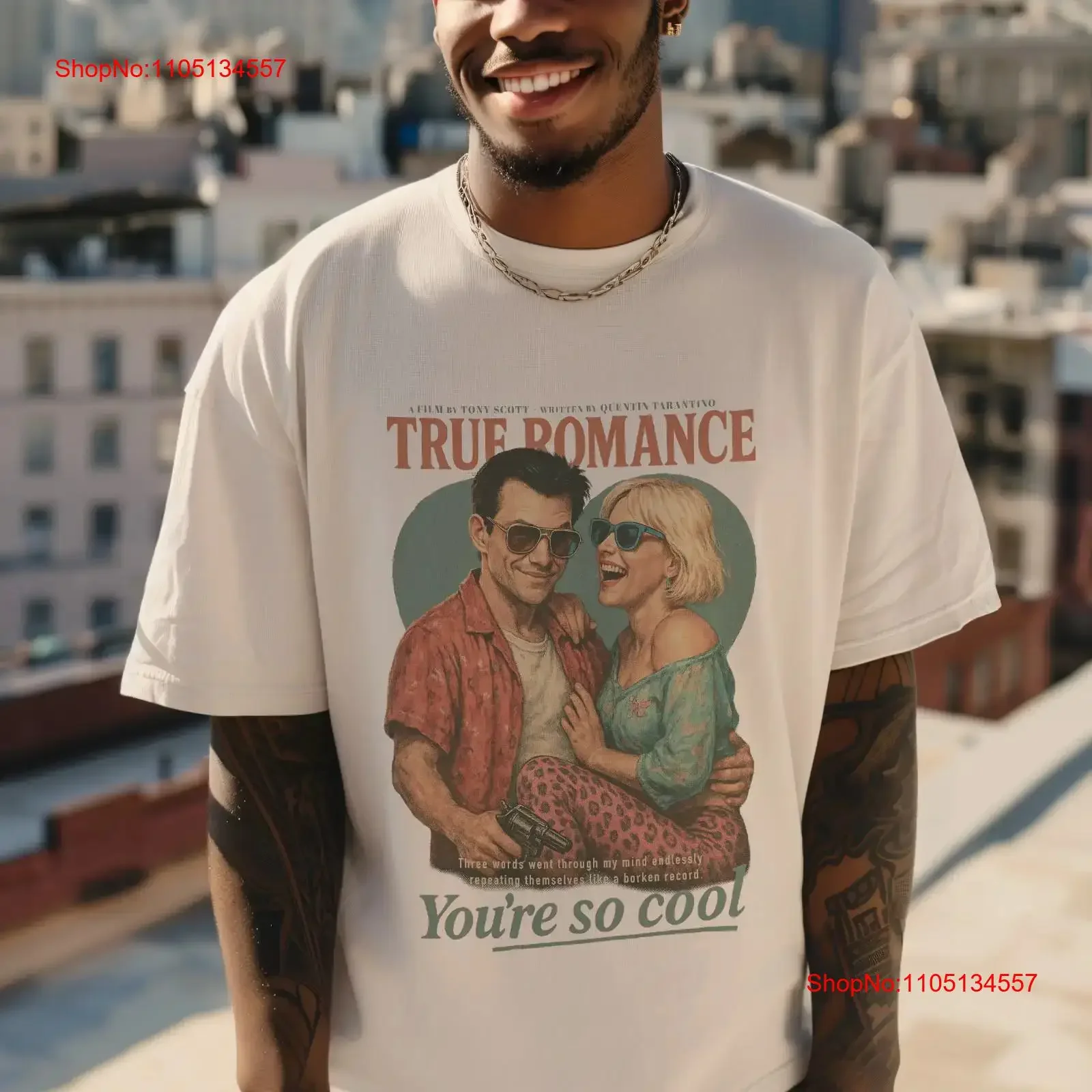 True Romance T Shirt 90s Movie Distressed Tarantino Film You're So Cool vintage Washed Breathable Casual graphic