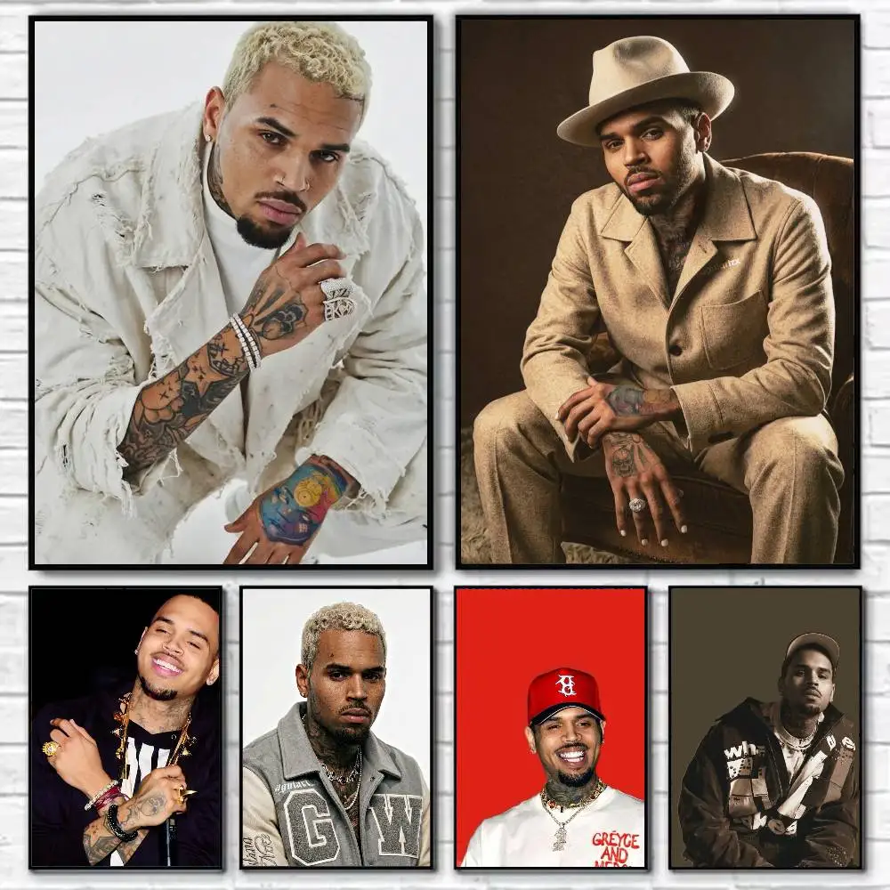 C-Chris Brown Waterproof Self-Adhesive Wall Poster for Bedroom Living Room Home Decor