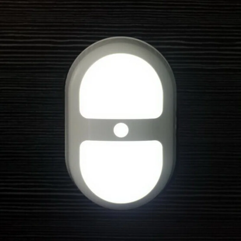 Luz Led nocturna con Sensor de inducción de movimiento humano, lámpara de Control con batería para dormitorio, baño, Color amarillo/blanco