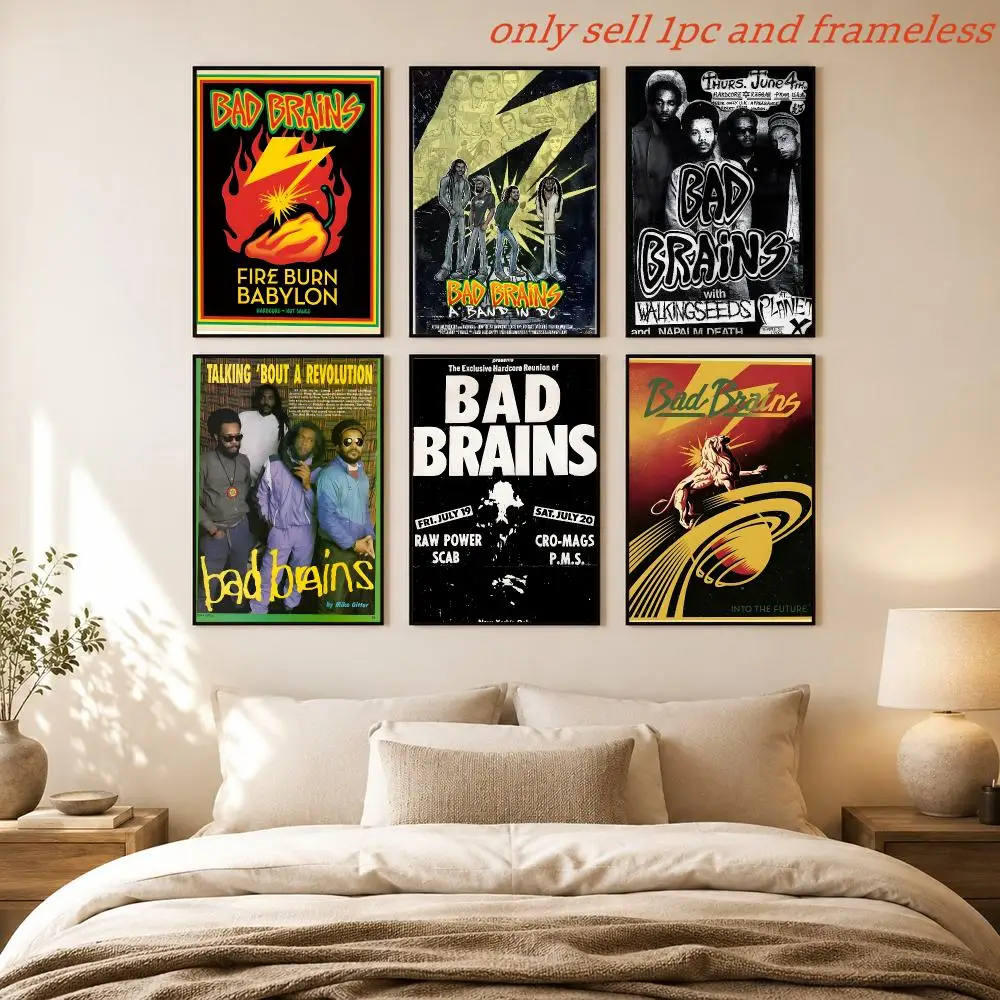 Punk Reggae Music Bad Brains-Band Poster HD Home Sticky Wall Waterproof Home Living Room Bar Aesthetic Decor