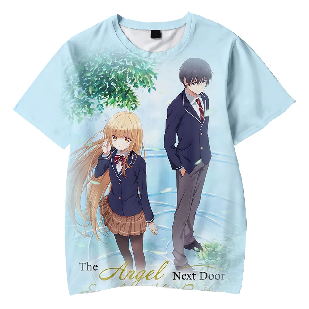 Anime De Angel Volgende Deur Bederft Me Rotte T-shirts Vrouwen Mannen O-hals Korte Mouwen T-shirt Casual Streetwear Zomer Kleding