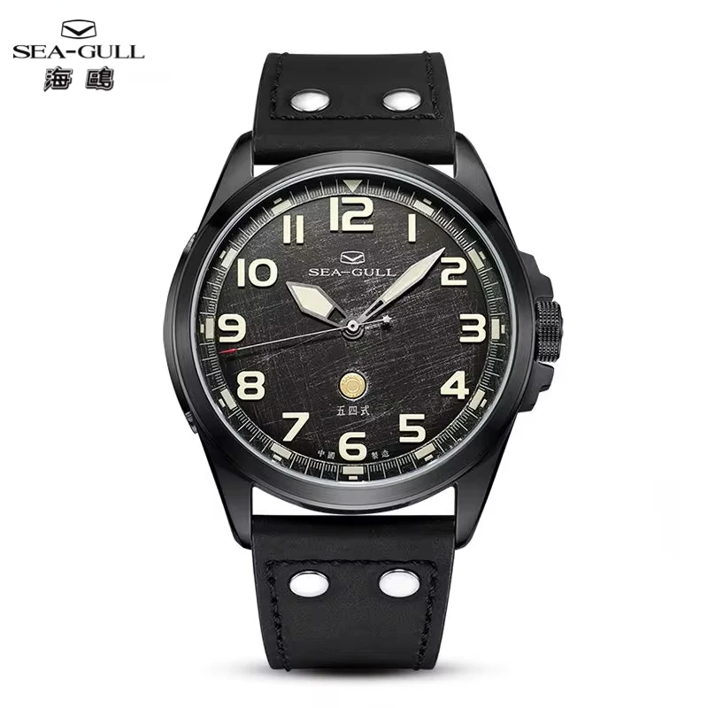 Sea-Gull 43mm Pilot Mechanical Watches For Men Vintage Military ST2500 Movement Automatic Watch Luminous 10 Bar Waterproof 6107