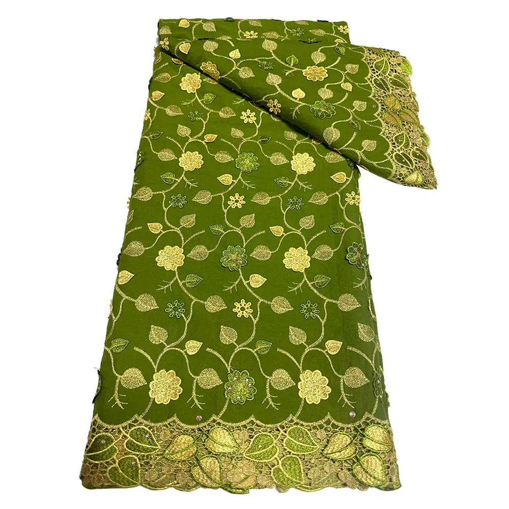 

African Embroidered Cord Lace Fabric 2025 Nigeria Swiss pure cotton gauze Lace lace fabric sew wedding party wedding dress