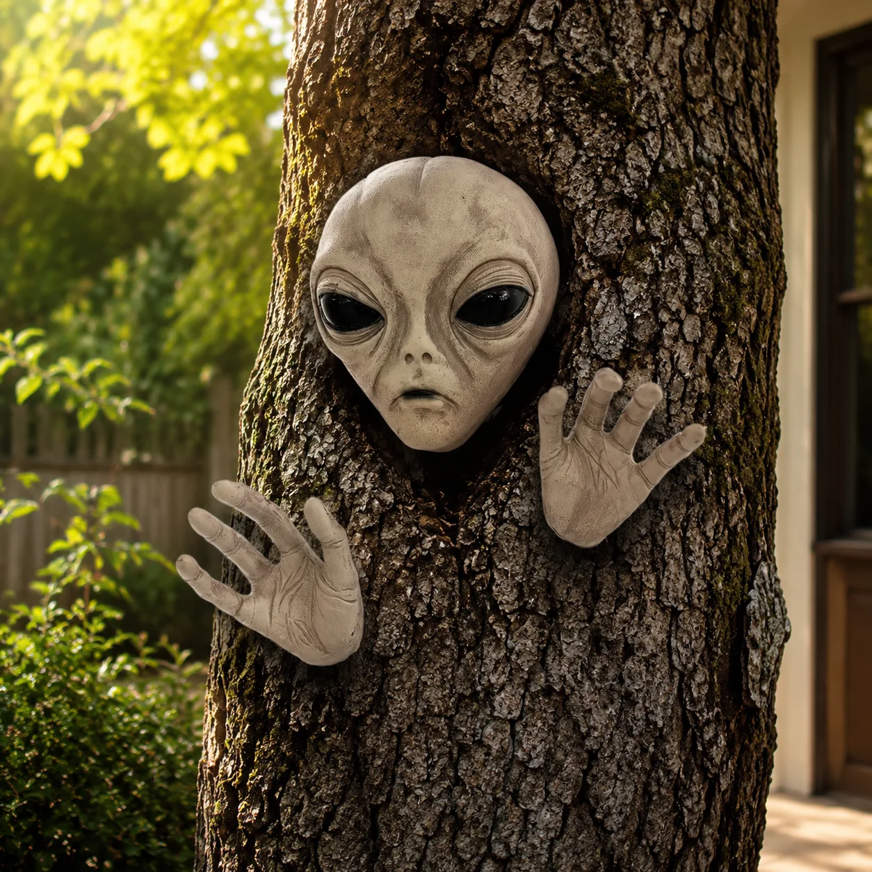 Green 3D Artificial Alien Wall Hanging Creepy Funny Home Prop Peel And Stick Labelable Wall Decor Ornament For Halloween