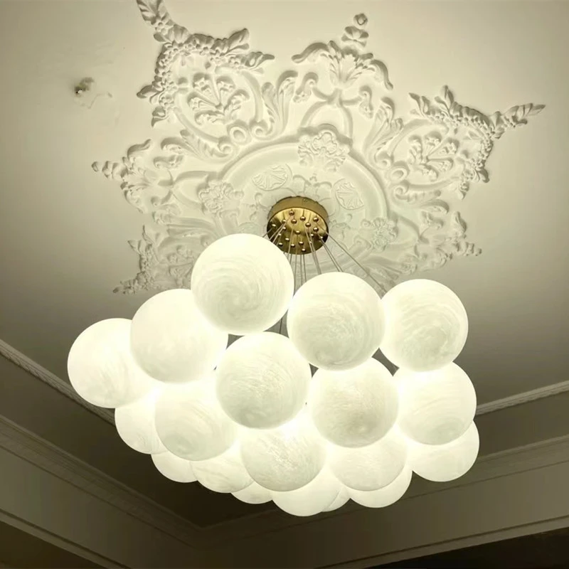 Modern Planet Bubble Ball Chandelier Magic Bean Cloud Moon Pendant Light Glass Ball French Hanglamp Dining Living Room Lighting