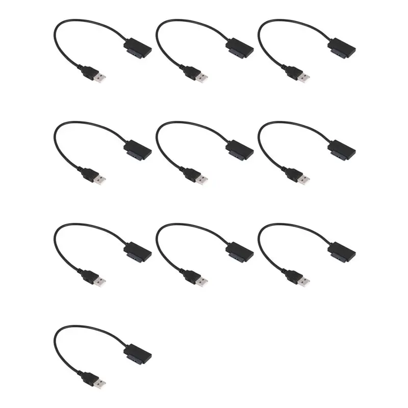 10X USB Adapter PC 6P+7P CD DVD Rom SATA To USB 2.0 Converter Slimline Sata 13 Pin Drive Cable For PC Laptop Notebook