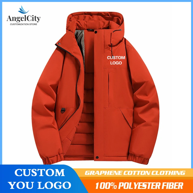 

Wholesale Cotton Gacket With Custom Logo Thickened Warm Graphene Cotton Jacket S-4XL Mountaineering Clothes With Printed Name