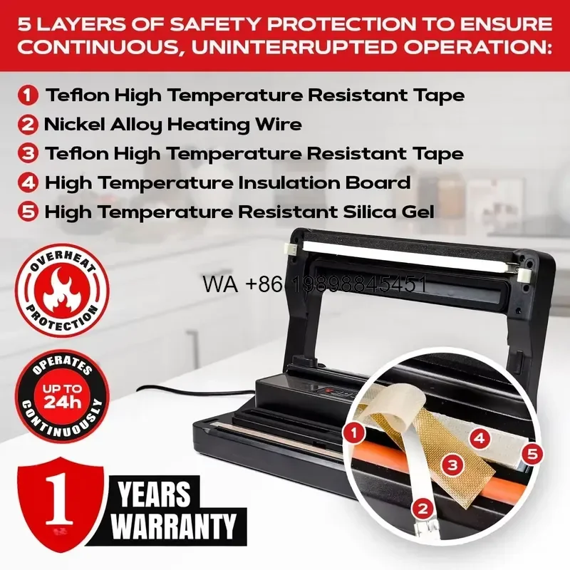 Wmwmnu for Hover Plastic Sausage Vacuum Packing Automatic Sealer Compact Design Overheating Protection
