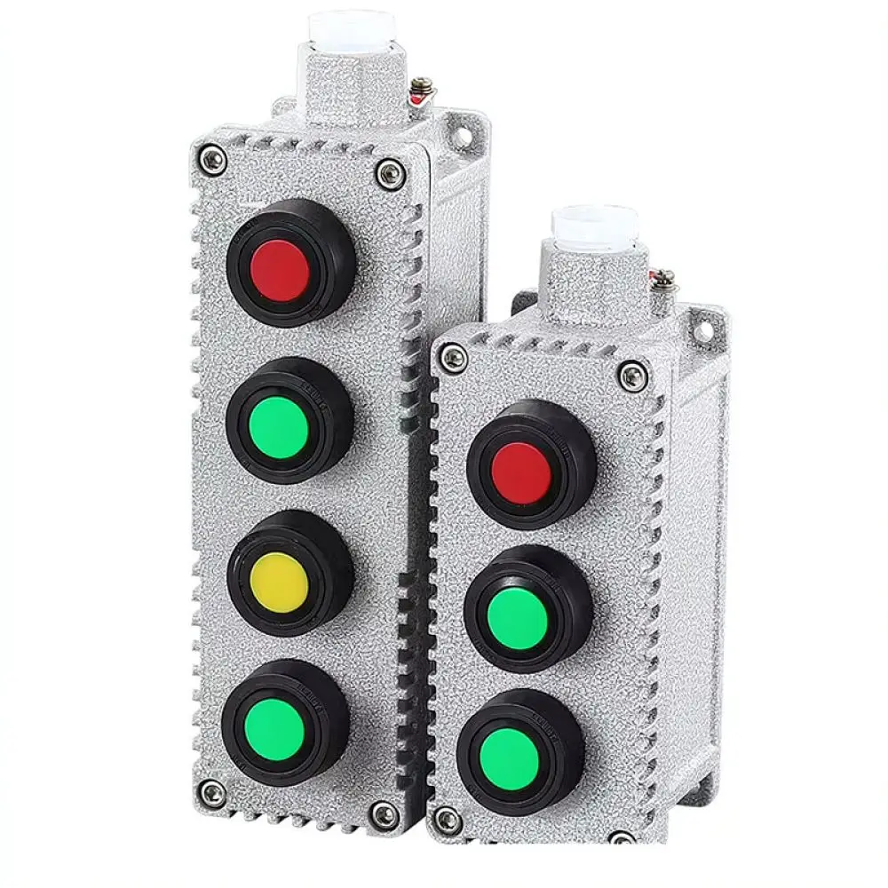 Explosion Proof Push Button Station Emergency Stop Control Enclosure Industrial Machinery Power Switch Box Aluminum