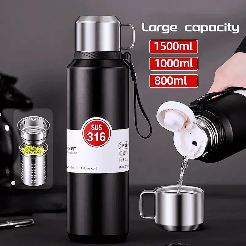 

1.5 Liter 316 Stainless Steel Thermos Cup with Lid Cup Sublimation Tumbler Water Bottle 24-hour Thermal Insulation Vacuum Flask