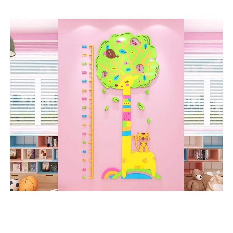 Cartoon Height Wall Sticker 3D Children's Measuring Ruler Card Wall Sticker Living Room/Baby Room Wall Decoration Stickers 1 Set