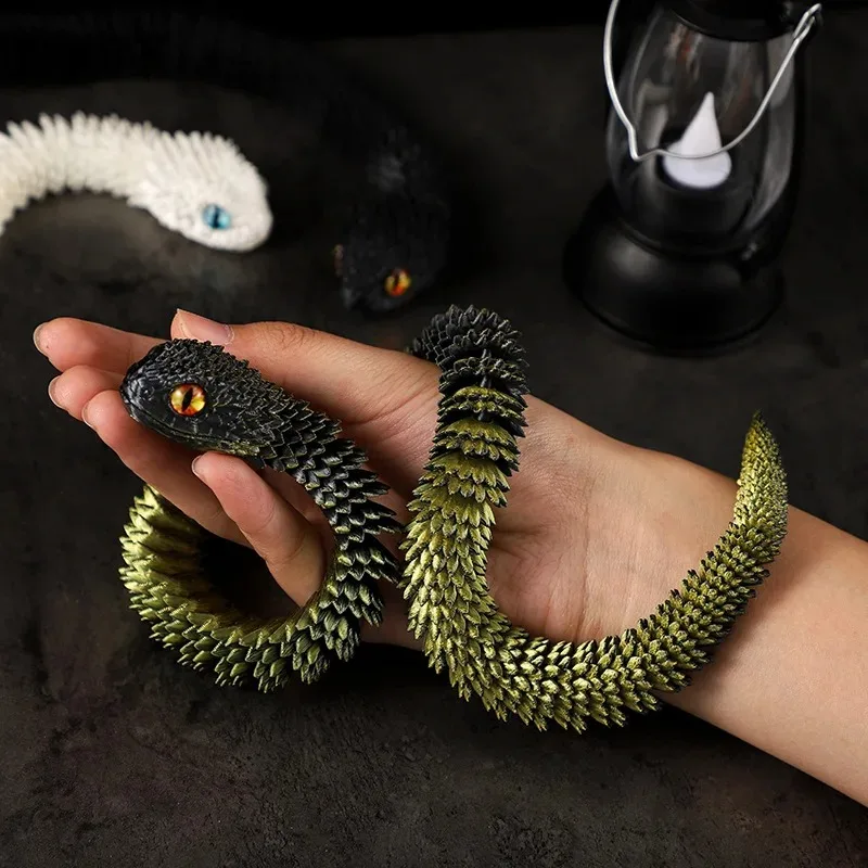 1Pc 3D Printed All Body Mobile Bendable Joint Snake Model Car Desktop Ornament Room Home Decoration Articulated Python Figurines
