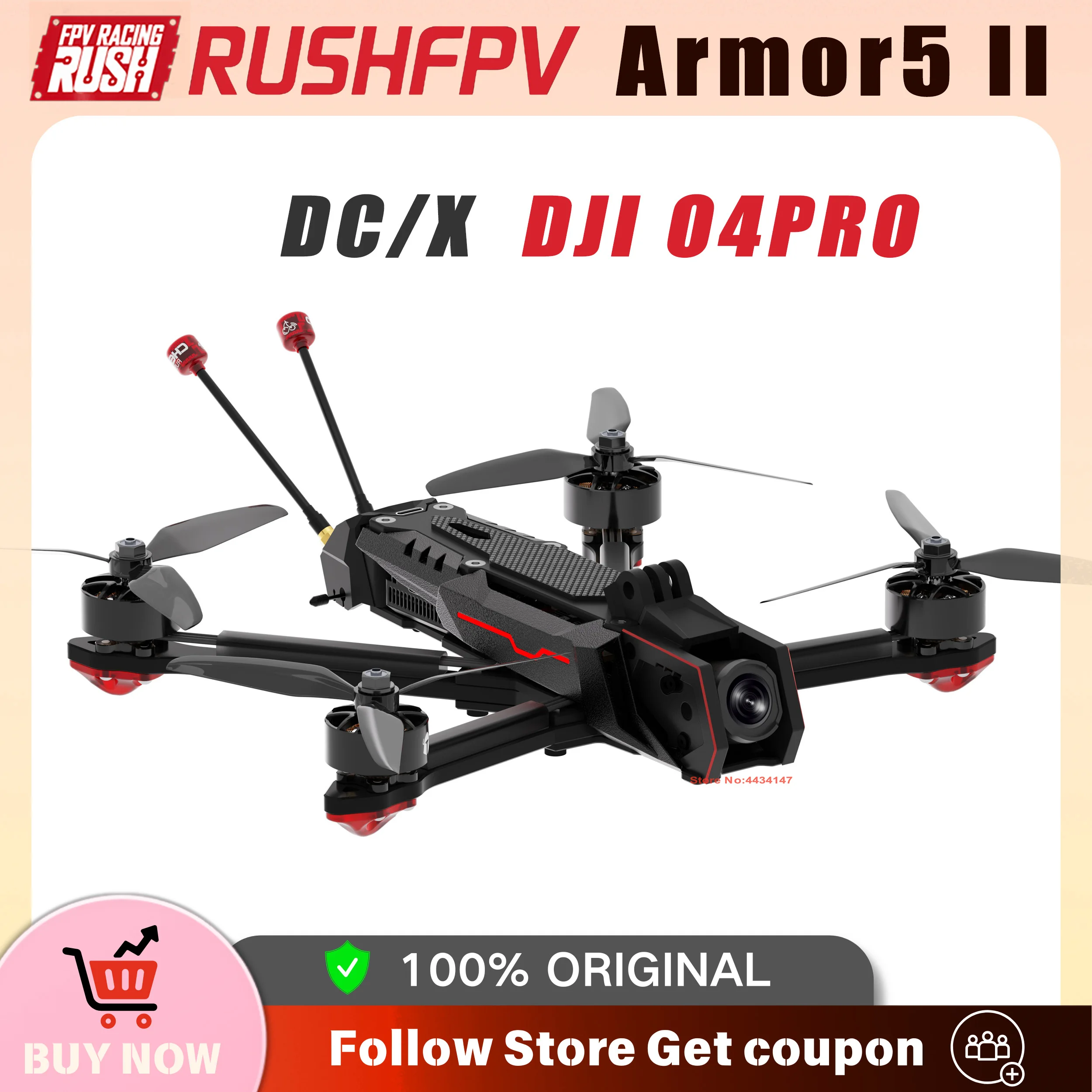 RUSHFPV Armor5 II DC/X HD O4 Pro FPV 60A ESC F722 FC Cherry V2 Freestyle O4 Air Unit RC Quadcopter Freestyle Drone 1960KV Motor