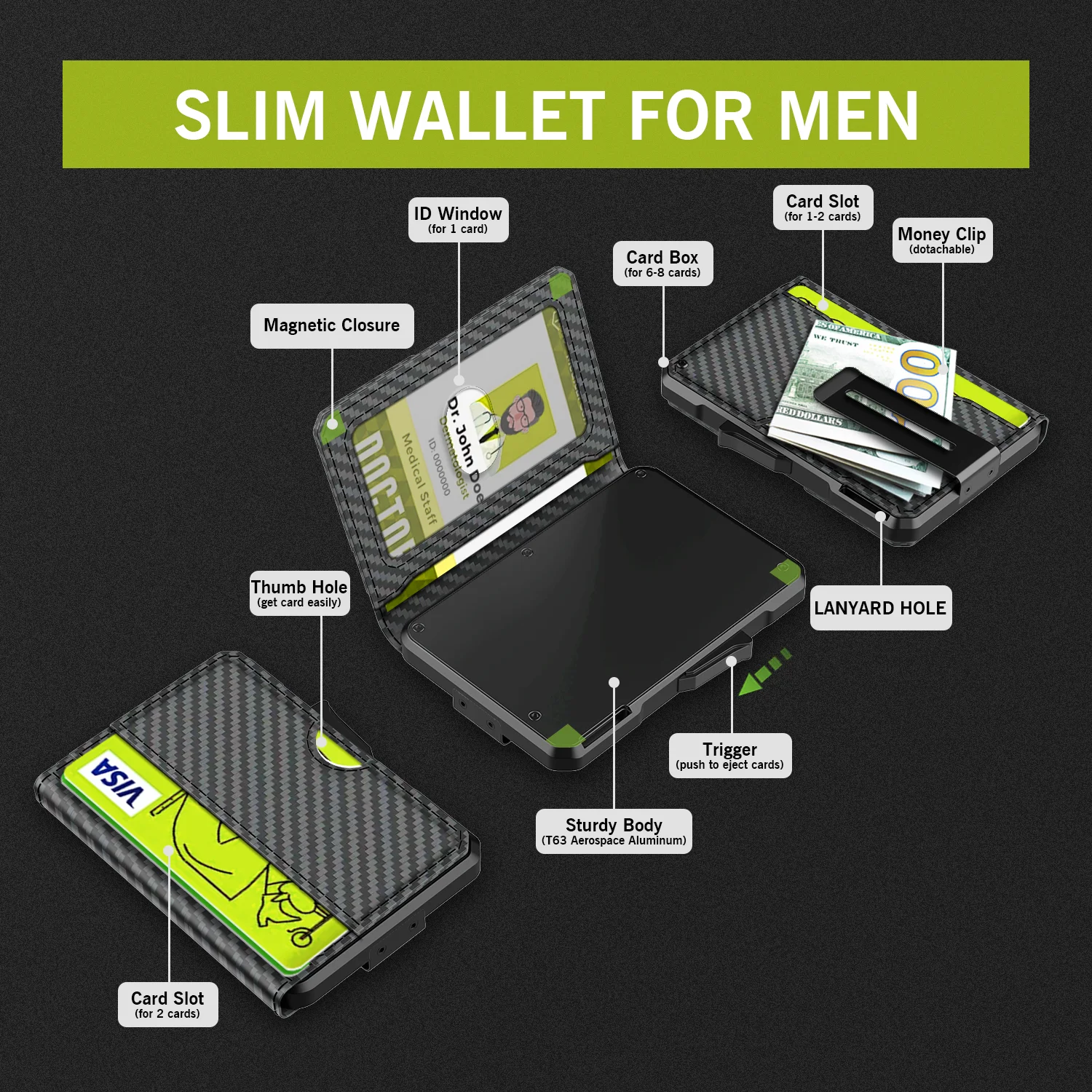 Men's RFID Bifold Wallet with Money Clip - Slim Leather 12 Card Slots + ID Window, Anti-Theft Minimalist Credit Card Holder