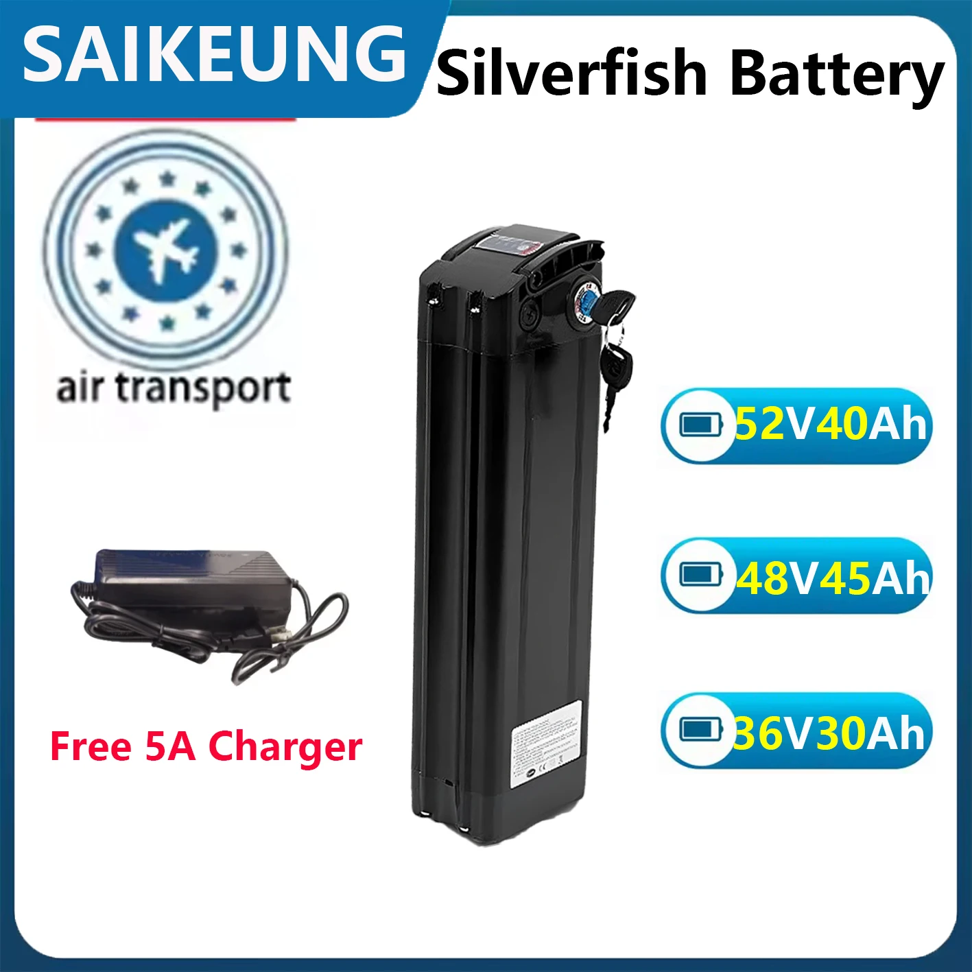 Silverfish Battery 48V Powerful 60 50 45AH 40 30 25 24 20 17.5Ah Electric Bike Bateria Accu 1000W 750 500W EBike Bicycle Battery