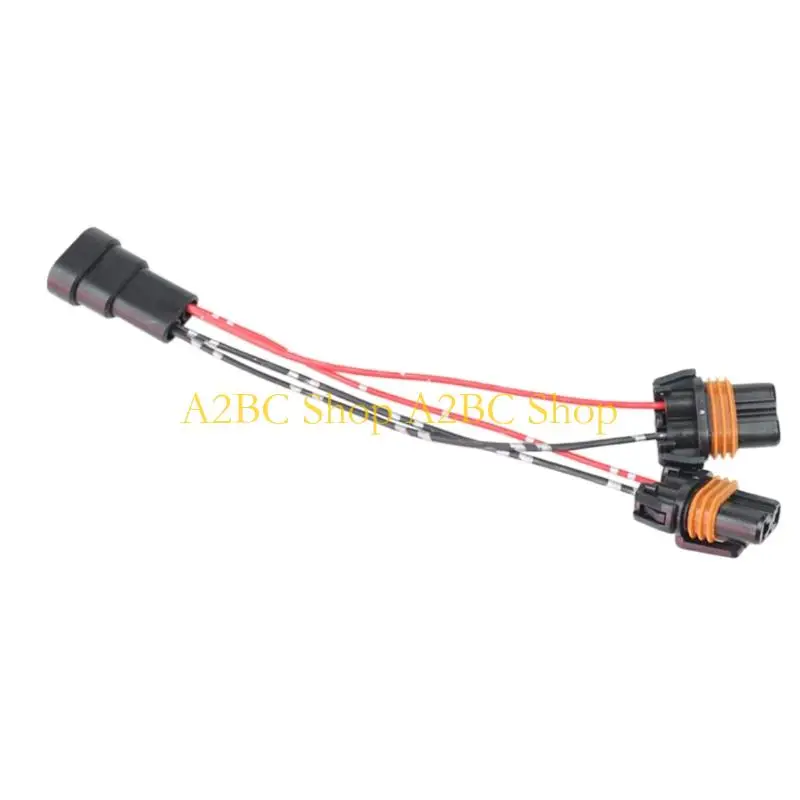A2BC 9005 9006 HB3 HB4 Socket Male To Two Female Adapter Conversion Wiring