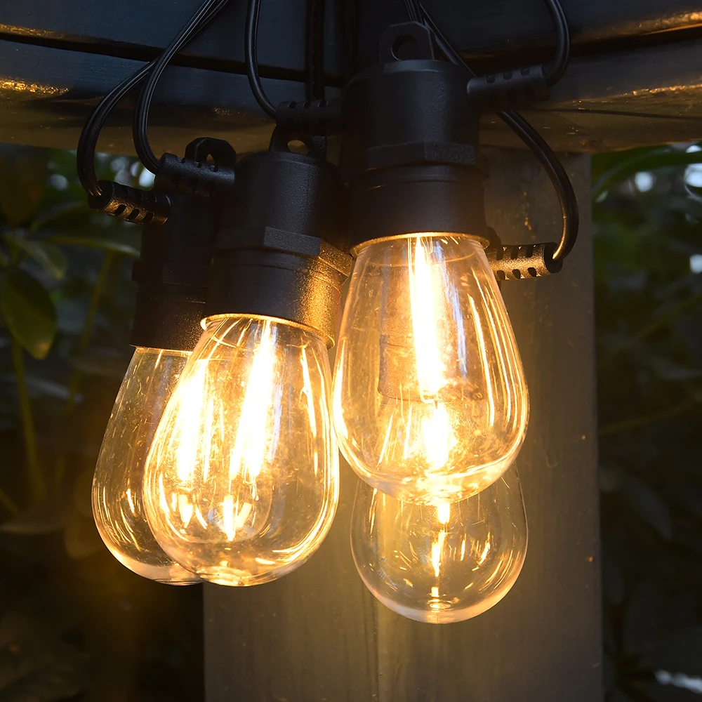 String Light S14 Light String 200FT 60LEDs Led Festoon Garland E12 Retro Patio Light Outdoor Light Decoration For Garden Wedding
