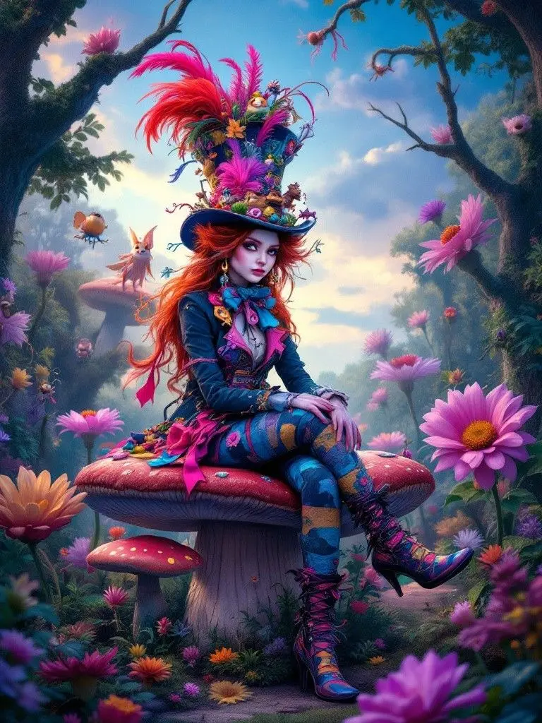 

Div 5D ведьма леди девушка женщина дерево цветок гриб полная алмазная живопись наборы для вышивки крестом искусство персонажи мультфильмов бриллианты