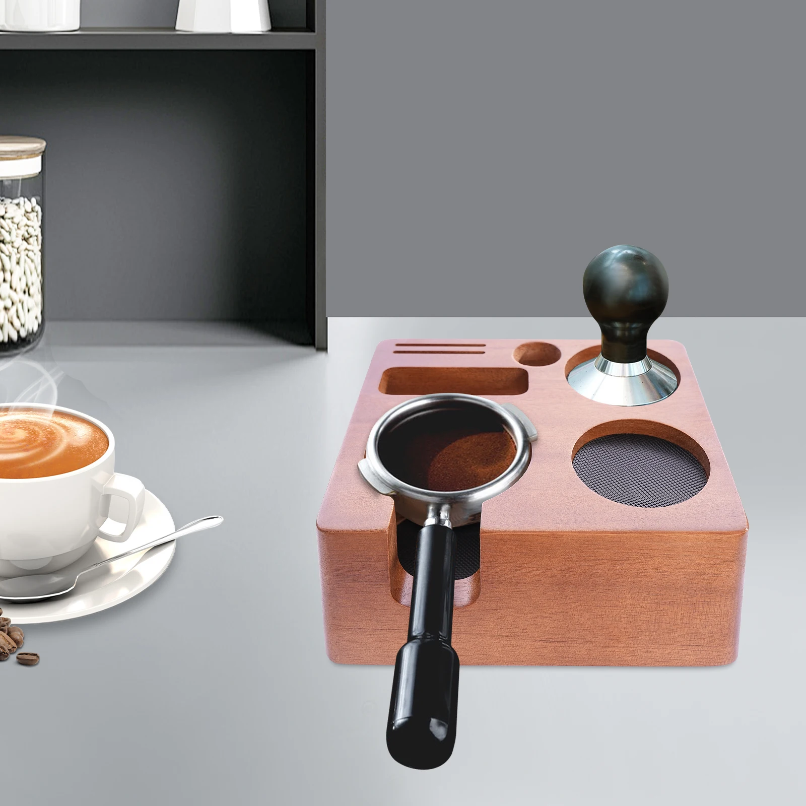 Espresso-Tampfstation, 2,28 Zoll kompatibel, rutschfest, für Zuhause und Café, mit Silikonpad und verstellbarer Mutter – Detail 3