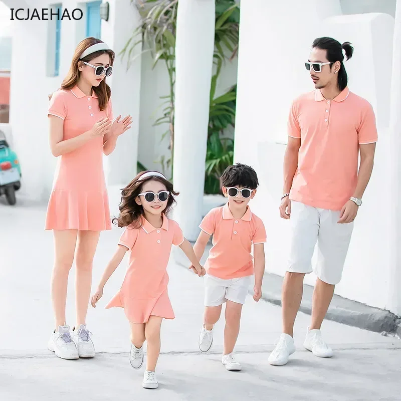 2025 Summer Fashion Family Matching Set Mother Daughter DressVacation Attire for All Father Son T-Shirt Outfit Cute Beachwear