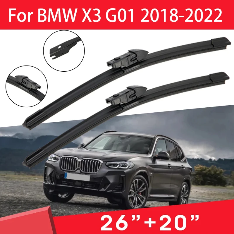 

Car Wiper Blade Blades For BMW X3 G01 2018-2022 26"+ 20" Windshield Windscreen Clean Naturl Rubber Cars Wipers Accessories