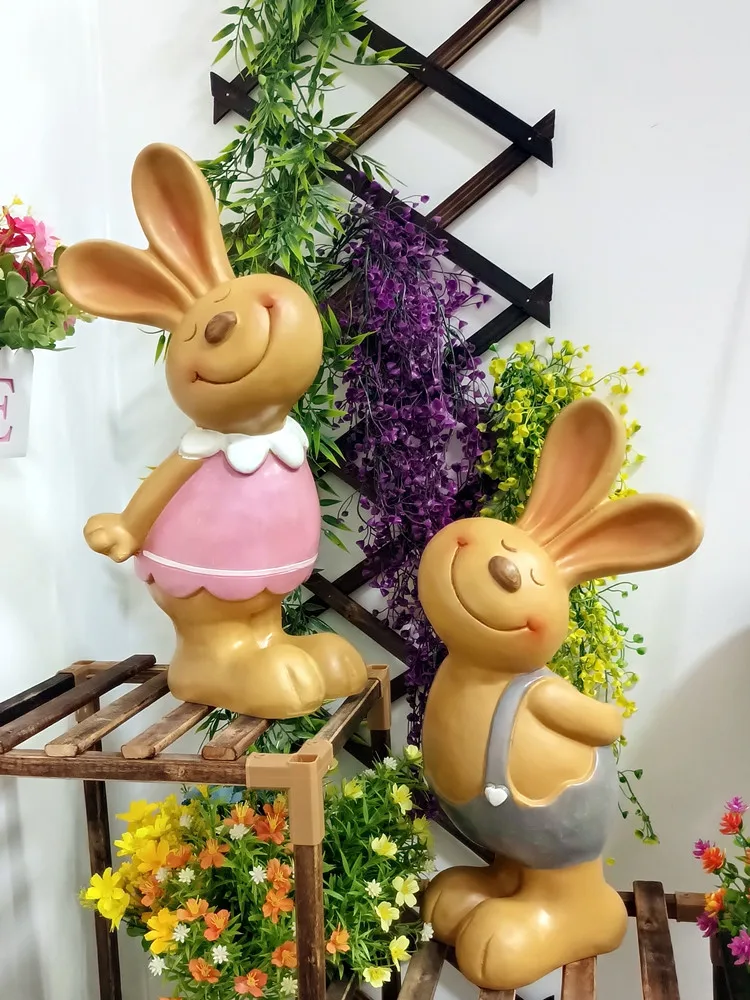 Outdoor Garden Rabbit Decoration Cute Couple Rabbit Villa Entrance Terrace