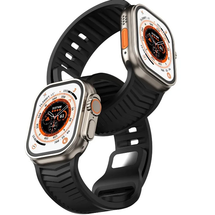 สายซิลิโคนสําหรับ Apple Watch Band Ultra 2/1 49 มม.Series 9 8 7 45 มม.กีฬาสร้อยข้อมือ iWatch 6 5 4 3 SE 44 มม.42 มม.เข็มขัด Correa