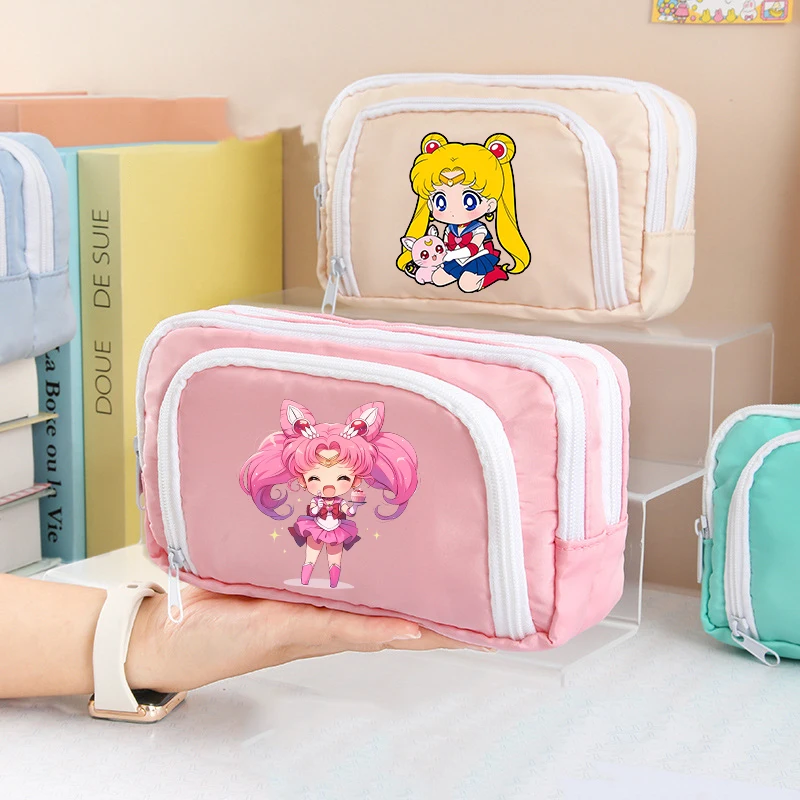 

Sailors Moons Stationery Case Durable Oxford Cloth Pencil Bag Portable Organizer for School Office University Supplies Pen Pouch