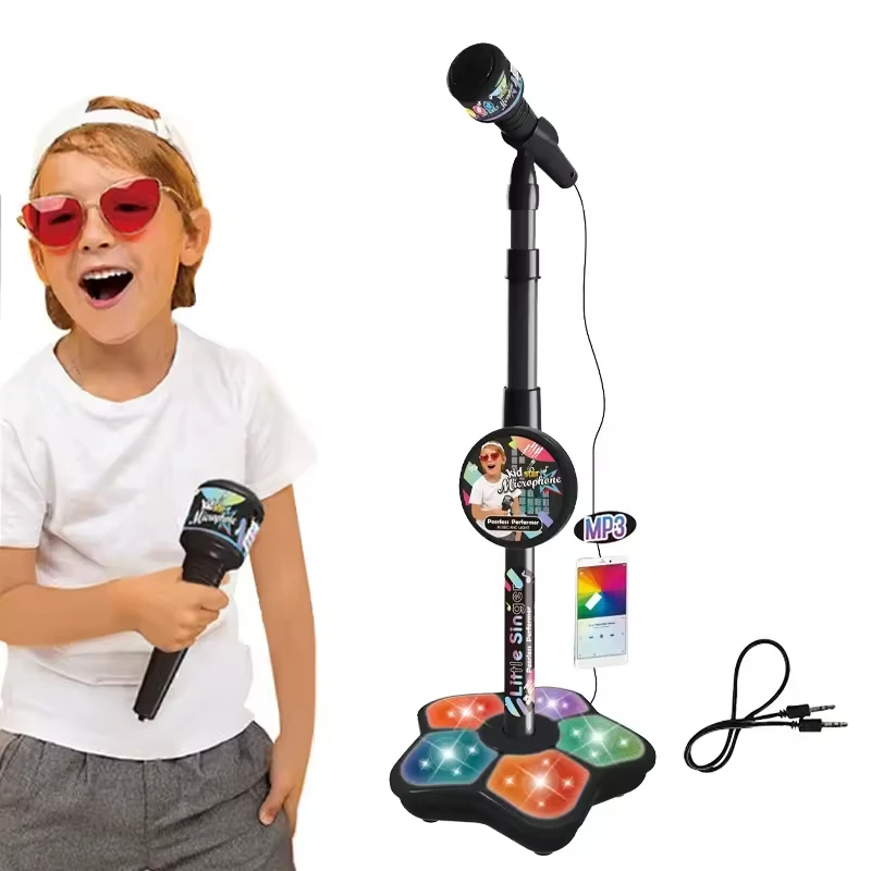 New Kids Stand Microphone Simulation Standing Karaoke Flashing light Baby Toys Educational Instruments Musical Bebes Toy girl