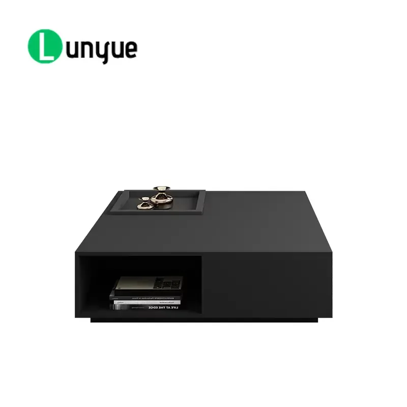 Modern Wooden Square Coffee Table with Storage Living Room Furniture Set Central Table TV Stand Unit Home Decor Space Saving