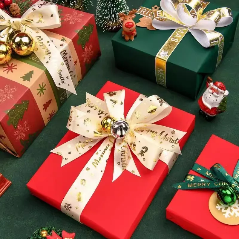 5m Christmas Ribbon Christmas Tree Pendant Decoration Home Room Decor Gift Packaging DIY New Year Decorative Candy Box Ribbon