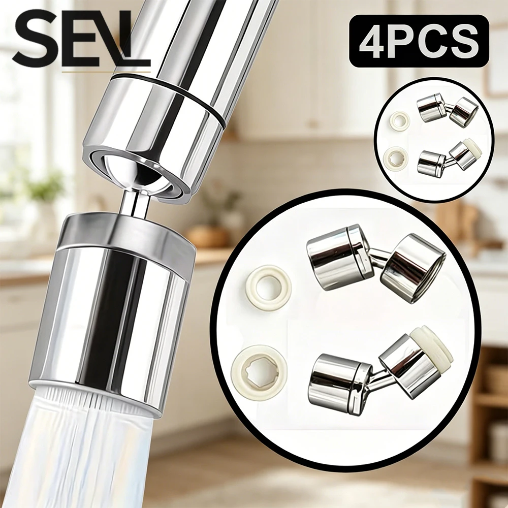 4PCS Kitchen Bathroom Faucet Accessory 360° Rotatable Retractable Tap Aerator Anti-Splash Water Saving Faucet Spout Extender