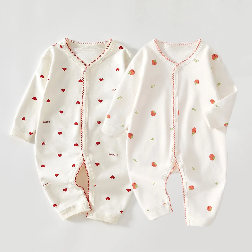 Cute Print Cotton Rompers Long Sleeve Bodysuit for Newborn Baby 0-24M Spring Autumn Infant Toddler Soft Boneless Jumpsuit Outfit