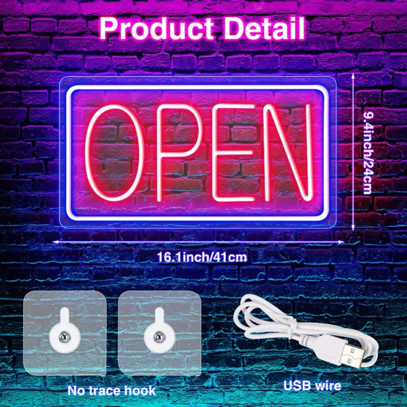 Open Sign16"x 9" LED Lights Christmas Decoration,New Ultra Bright LED Neon Sign Wall Art for Business Bar Salon Shop Club