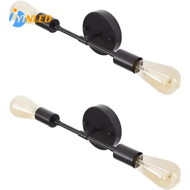 

2pcs Double Head E27 Wall Lighting Fixture Modern Nordic Black/Gold Wall Lamp Home Decor Corridor Aisle for Living Room Bathroom