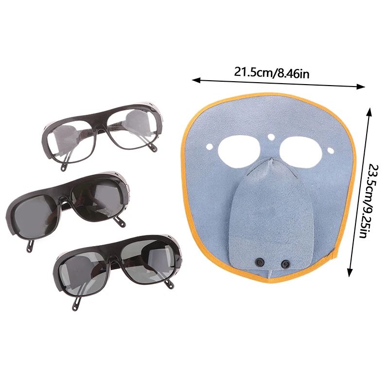 1Pc Cowhide Welding Mask Glasses Welder\'s Face Protection Head Worn Argon Arc Anti Burning Face Welding Protection Mask