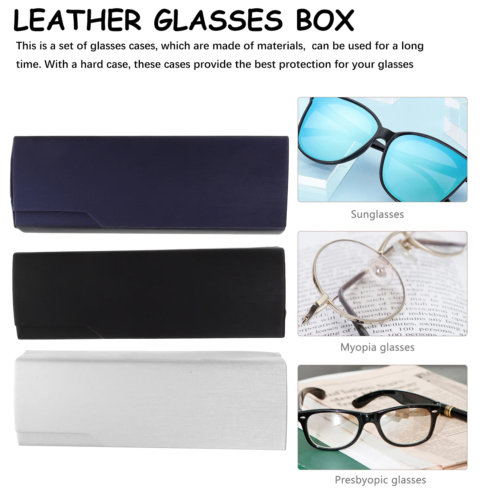 

3Pcs Glasses Cases Wooden Frame Metal Texture Surface Secure Magnetic Closure Long-Lasting Compact Design for Eyewear