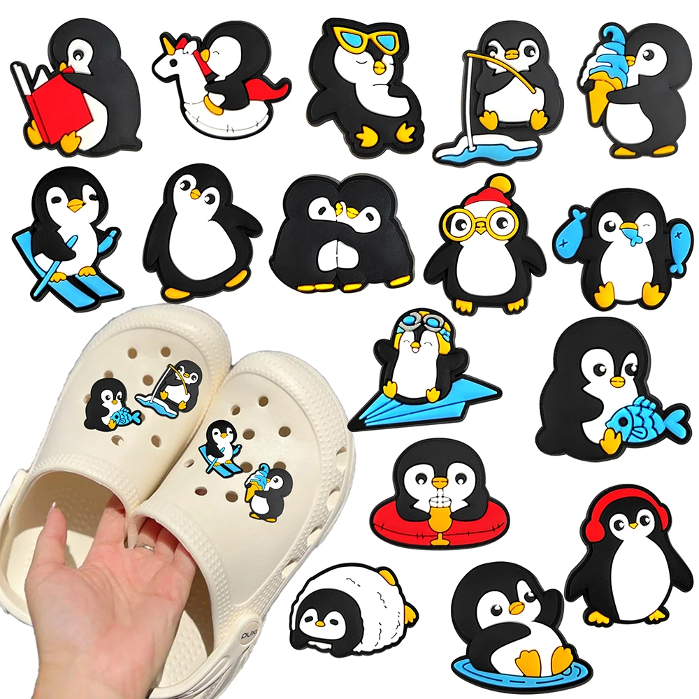 Hot Sales 16-50pcs Cartoon Cute Penguin Series PVC Shoe Charms Accessories DIY Detachable Waterproof PVC Shoe Decorations Gifts