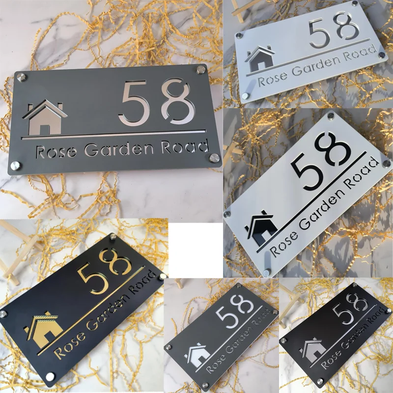 Personalized Outdoor House Number Sign Personalized Modern Number House Plate Outdoor Laser Cut Acrylic Numbe Door Plates