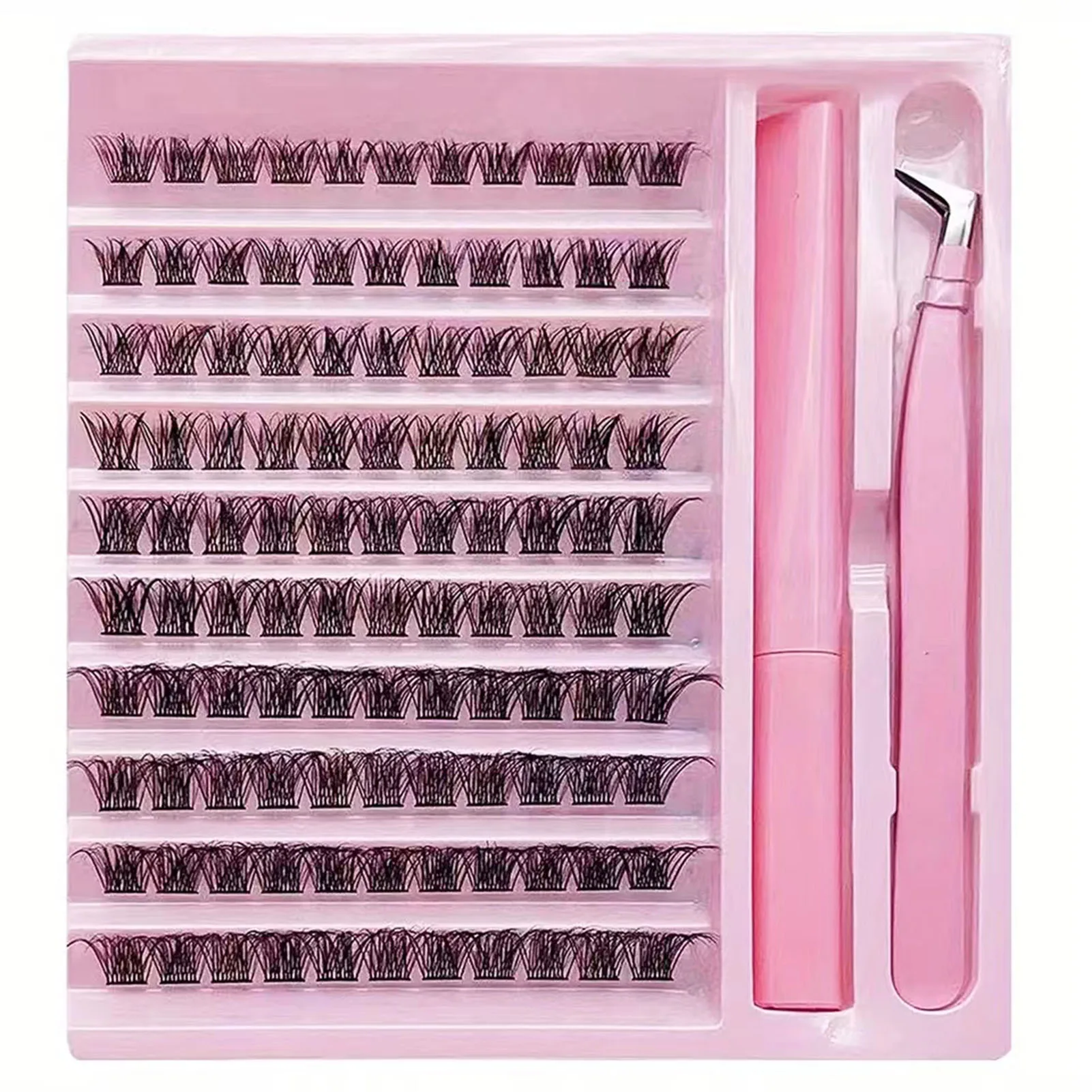 Diy Lash Extension Kit 8-16Mm Cluster Valse Wimpers Bond En Seal Lijm Pincet Set D Curl Wimper Voor Beauty Eye Make-Up Lash