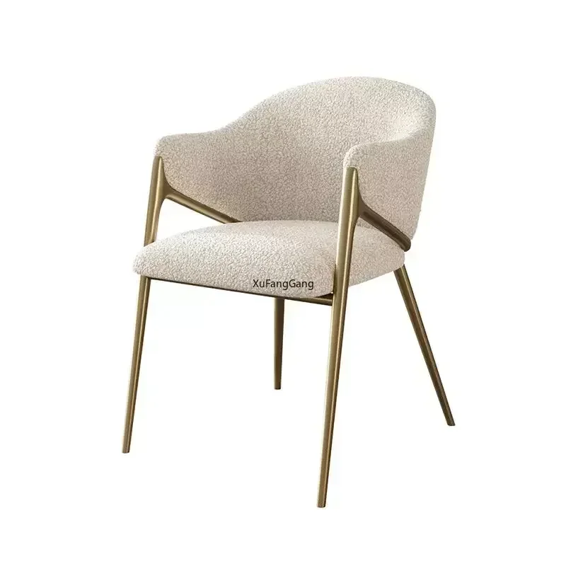 Unique Upholstered White Dining Chair Nordic Velvet Indoor Designer Lounge Chair Balcony Silla Comedor Furniture Lounge Chair