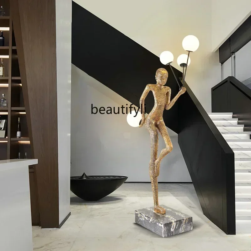 Figure Sculpture Model Big Decorations Hotel Club FRP Abstract Art Decoration Lamp Floor LampK182